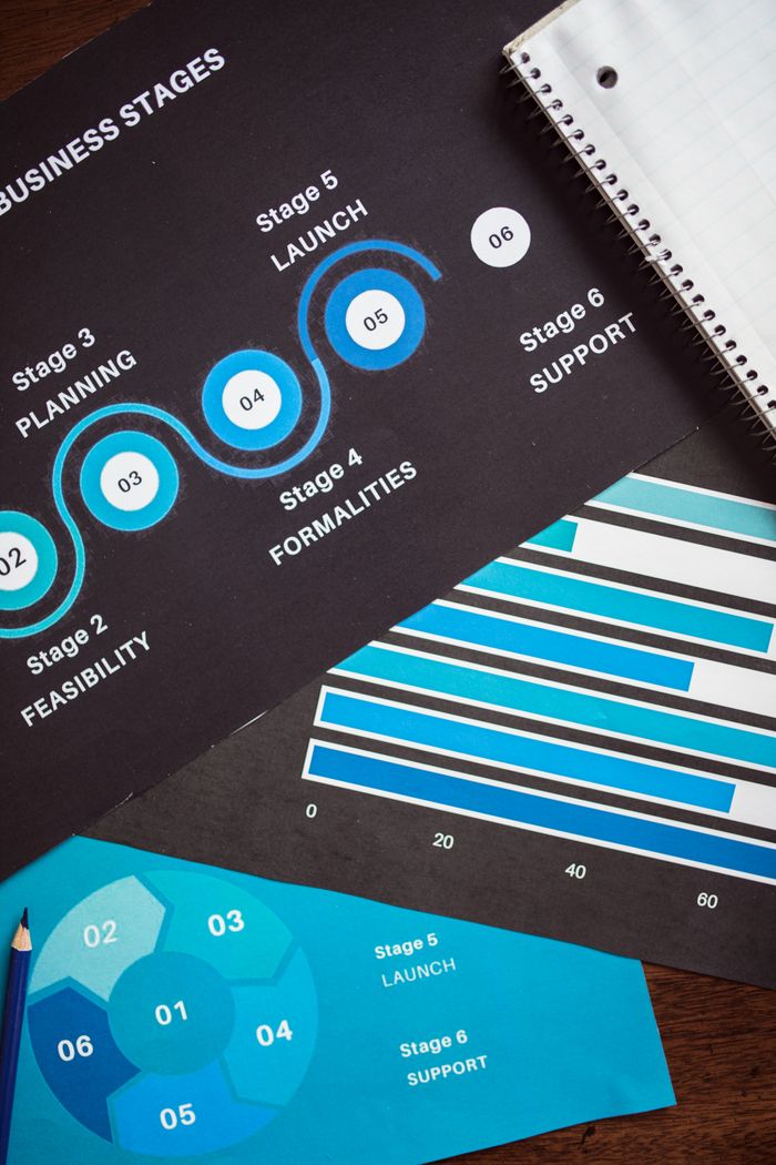services-01 Detailed charts outlining key business stages for strategic planning.